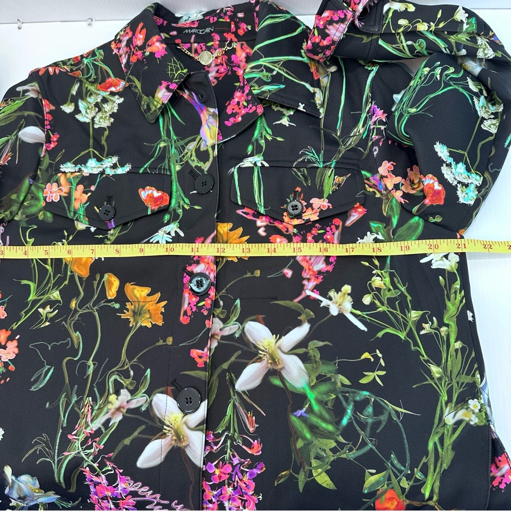 Marc Cain Floral Print Jacket N1 (US 2/XS) Black Pink Flowers Luxury EU Designer - Picture 7 of 9